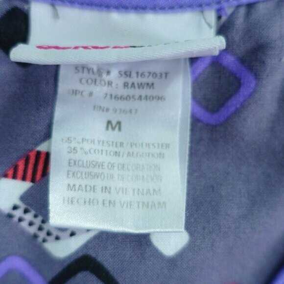 Scrubstar Scrub Top Women M Purple Solid‎ Short Sleeve Polyester Blend Pockets - Picture 2 of 5